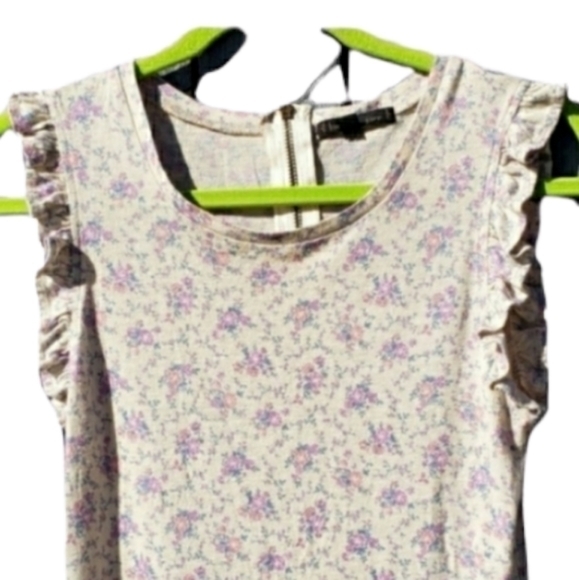 Luca Couture Floral Ruffle Sleeve Zipup Blouse Top Cottage Core Tunic Small‎ - Picture 3 of 4